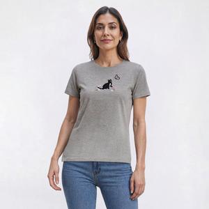 Womens Madison Taylor Cat & Butterfly Embroidered Tee